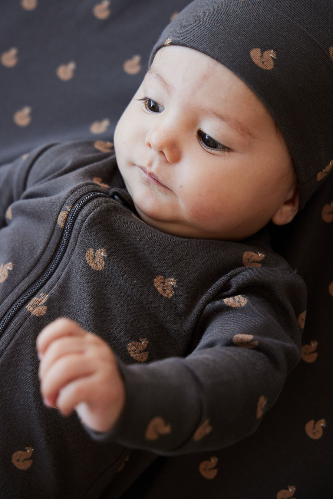 Organic Cotton Reese Zip Onepiece - Fox Cubs Wolf Childrens Onepiece from Jamie Kay USA