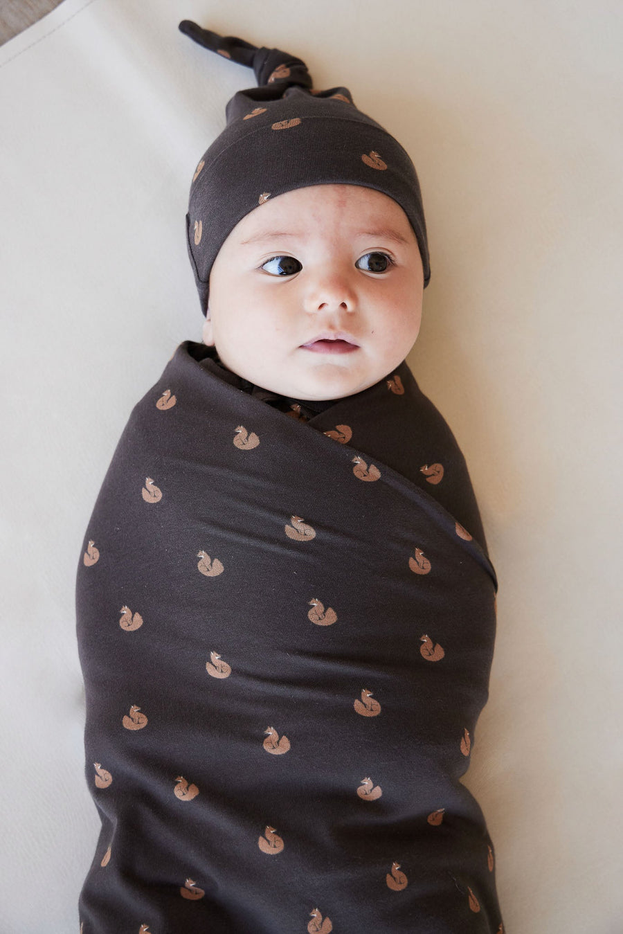 Organic Cotton Knot Beanie - Fox Cubs Wolf Childrens Hat from Jamie Kay USA