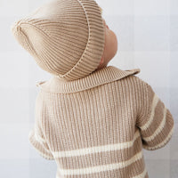 Jack Zip Jumper - Lenny Stripe Fawn Childrens Jumper from Jamie Kay USA