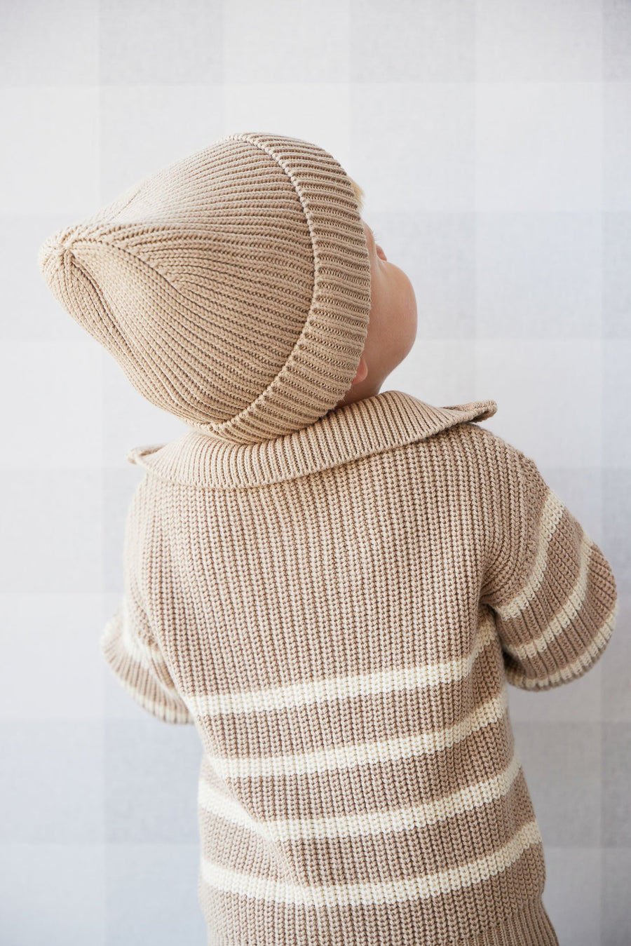 Jack Zip Jumper - Lenny Stripe Fawn Childrens Jumper from Jamie Kay USA