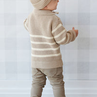 Jack Zip Jumper - Lenny Stripe Fawn Childrens Jumper from Jamie Kay USA