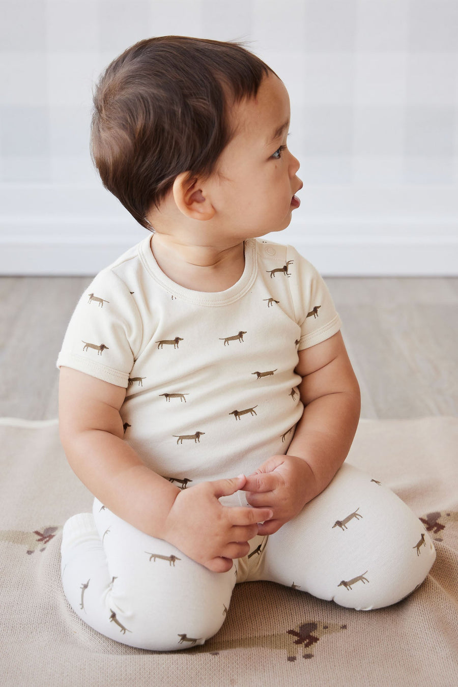 Organic Cotton Hudson Short Sleeve Bodysuit - Cosy Basil Cloud Childrens Bodysuit from Jamie Kay USA