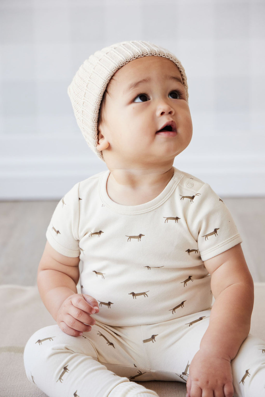 Organic Cotton Hudson Short Sleeve Bodysuit - Cosy Basil Cloud Childrens Bodysuit from Jamie Kay USA