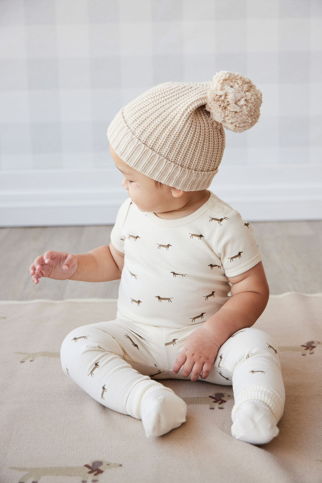 Organic Cotton Hudson Short Sleeve Bodysuit - Cosy Basil Cloud Childrens Bodysuit from Jamie Kay USA