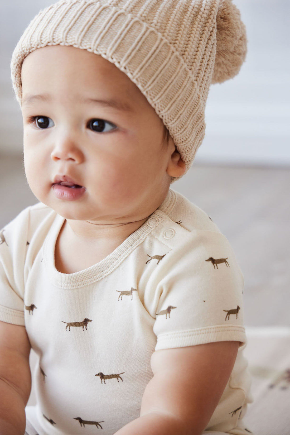 Organic Cotton Hudson Short Sleeve Bodysuit - Cosy Basil Cloud Childrens Bodysuit from Jamie Kay USA