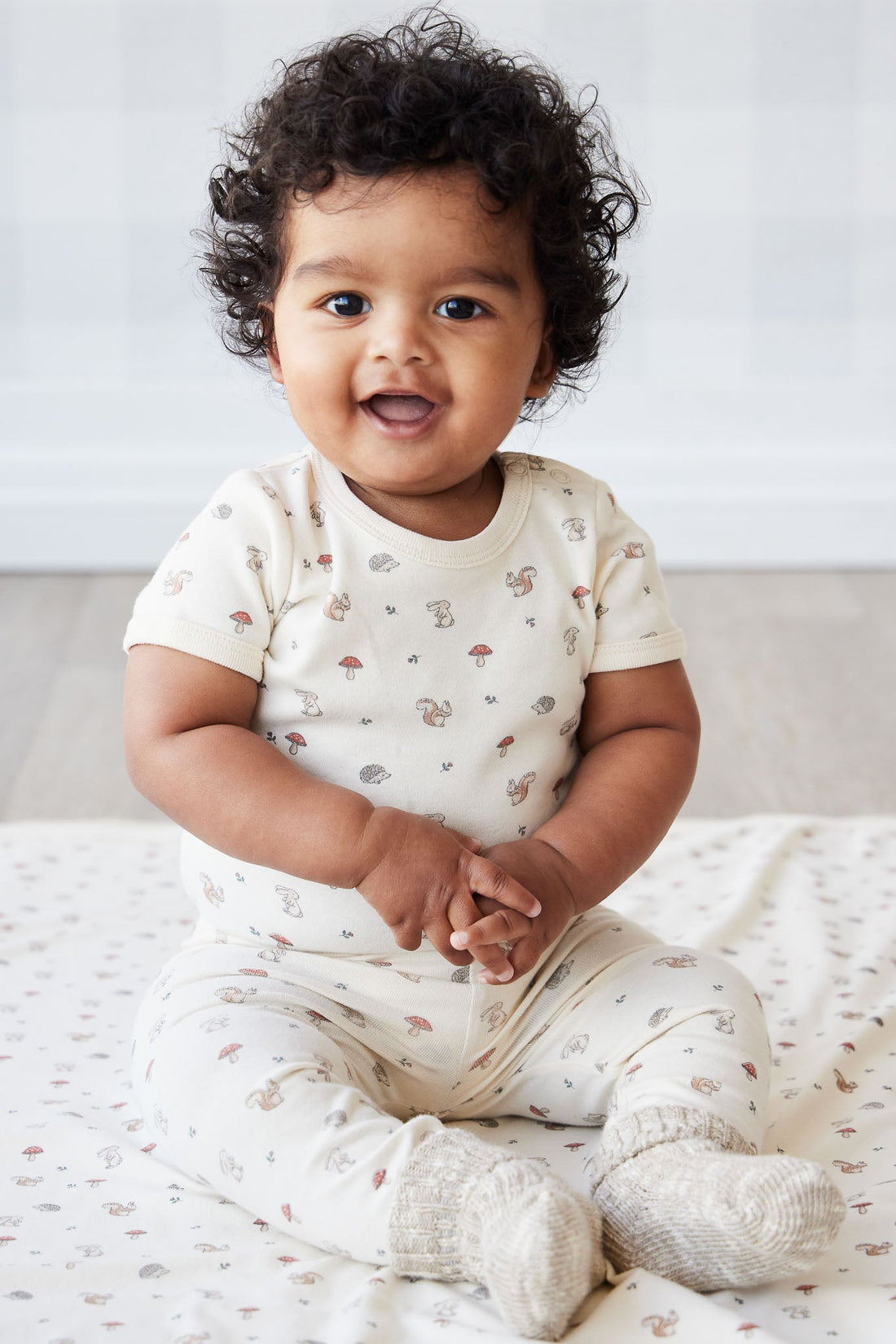 Organic Cotton Hudson Short Sleeve Bodysuit - Woodland Friends Childrens Bodysuit from Jamie Kay USA