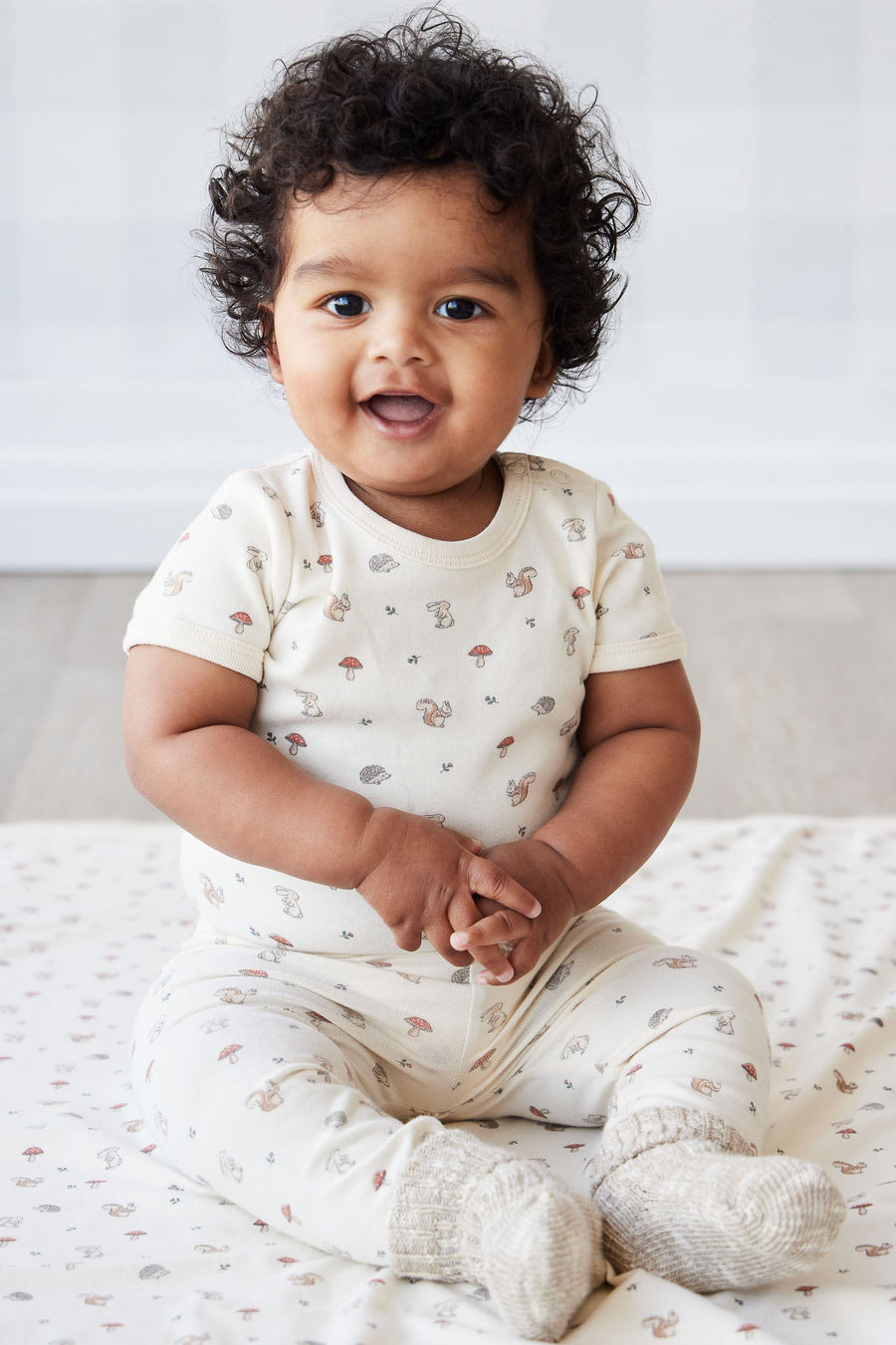 Organic Cotton Hudson Short Sleeve Bodysuit - Woodland Friends Childrens Bodysuit from Jamie Kay USA