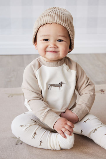 Organic Cotton Tao Sweatshirt - Cosy Basil Fawn Childrens Top from Jamie Kay USA