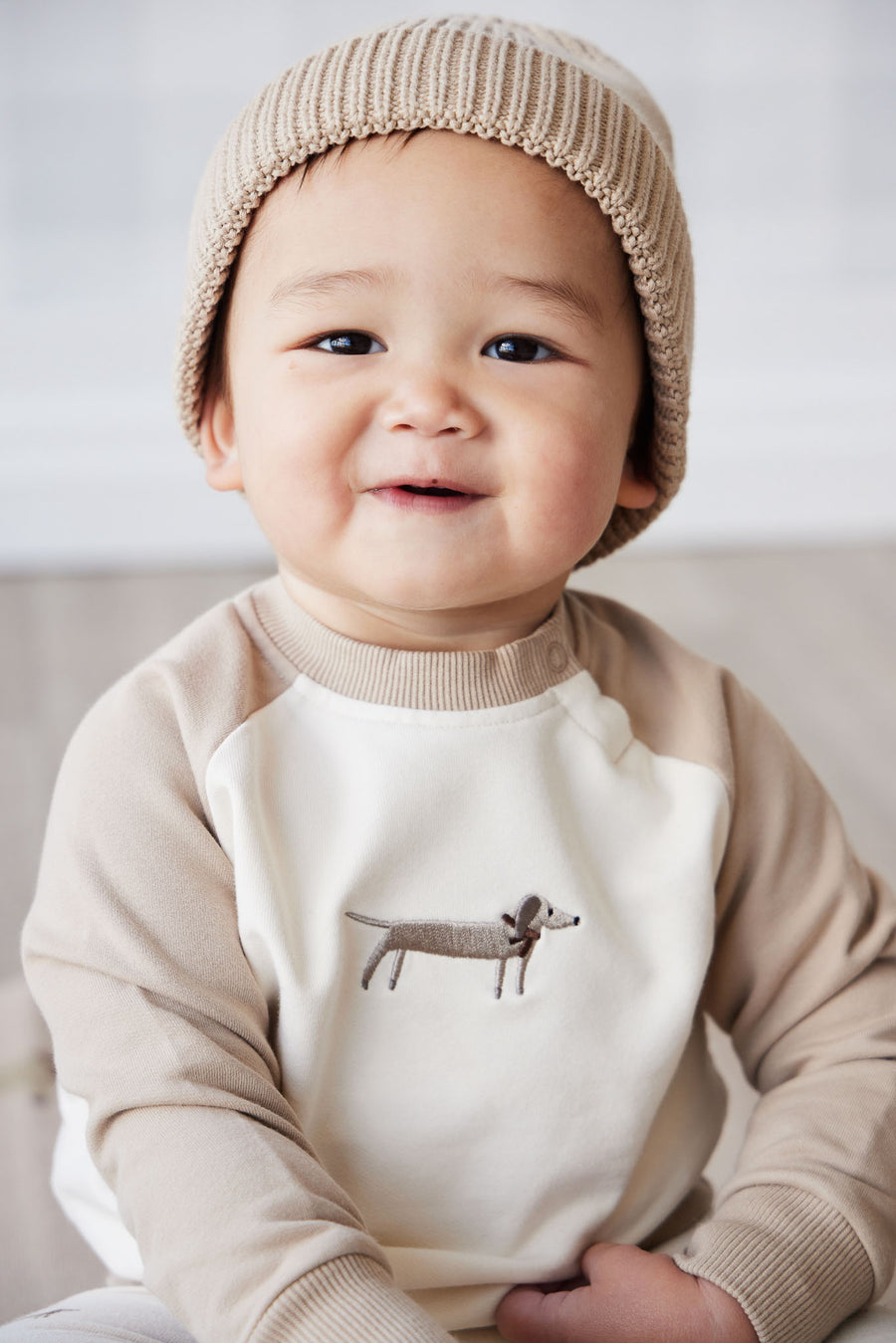 Organic Cotton Tao Sweatshirt - Cosy Basil Fawn Childrens Top from Jamie Kay USA