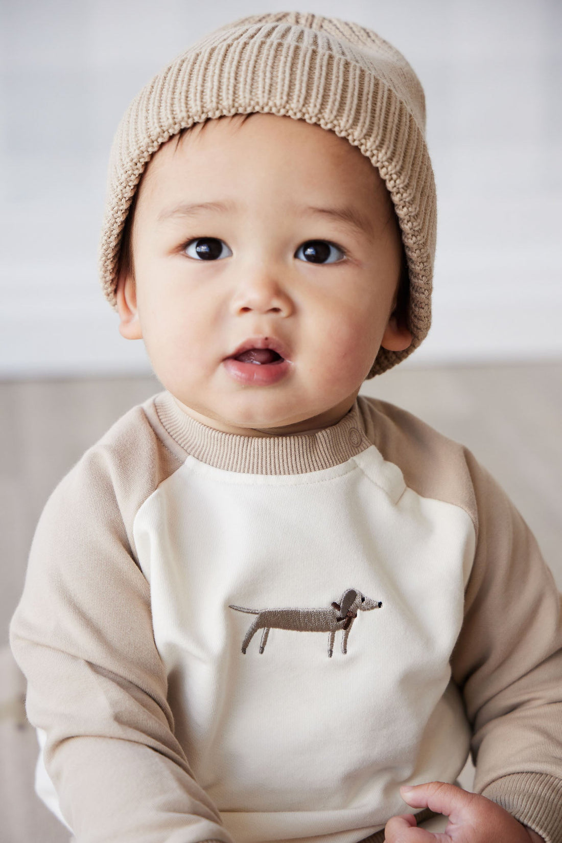 Leon Knitted Beanie - Fawn Childrens Hat from Jamie Kay USA