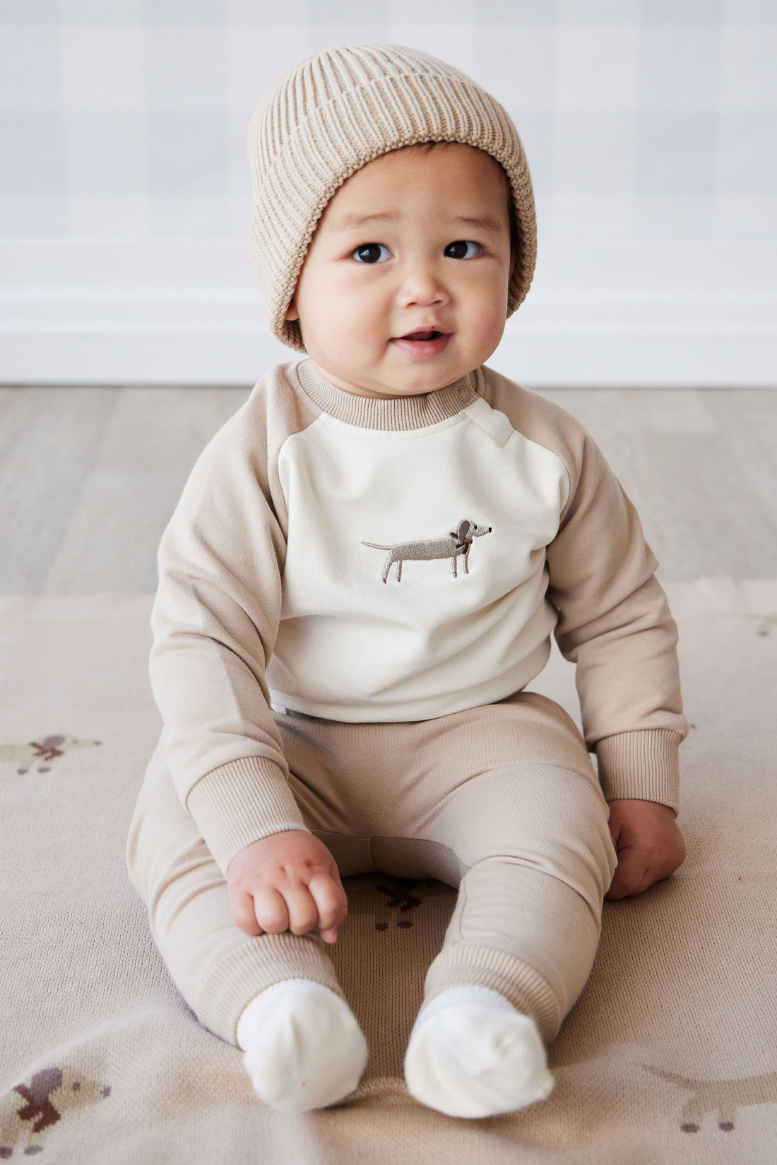 Organic Cotton Tao Sweatshirt - Cosy Basil Fawn Childrens Top from Jamie Kay USA