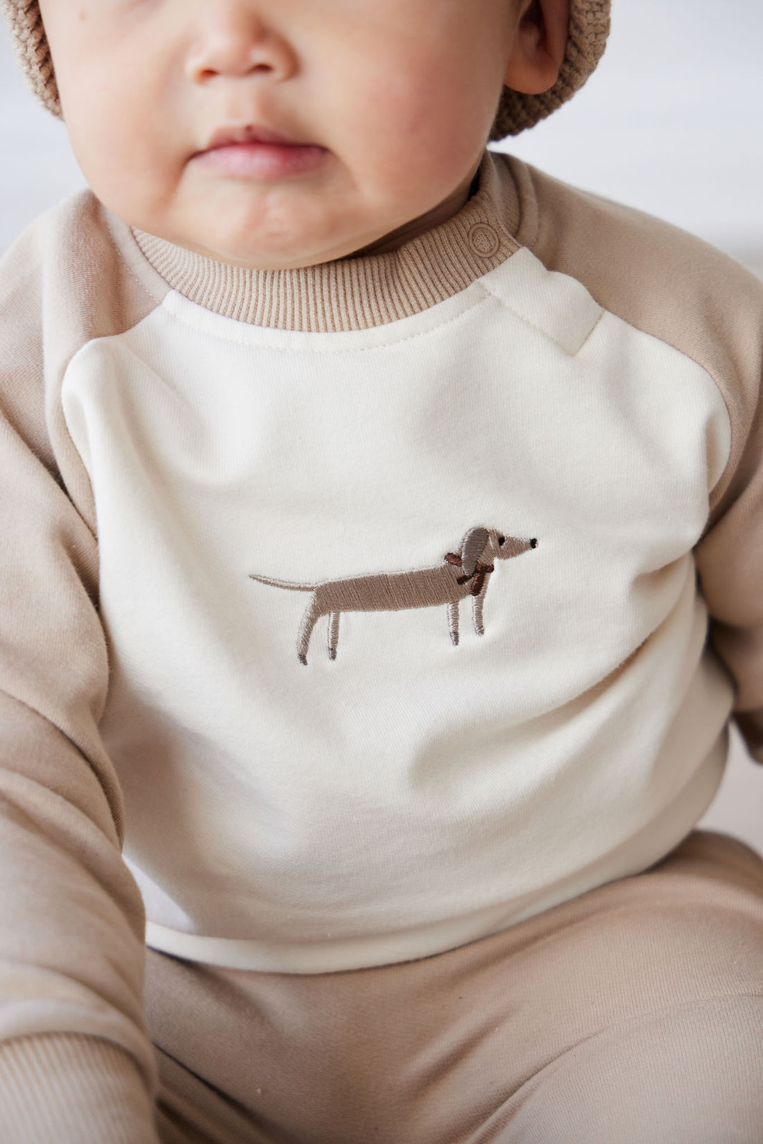 Organic Cotton Tao Sweatshirt - Cosy Basil Fawn Childrens Top from Jamie Kay USA