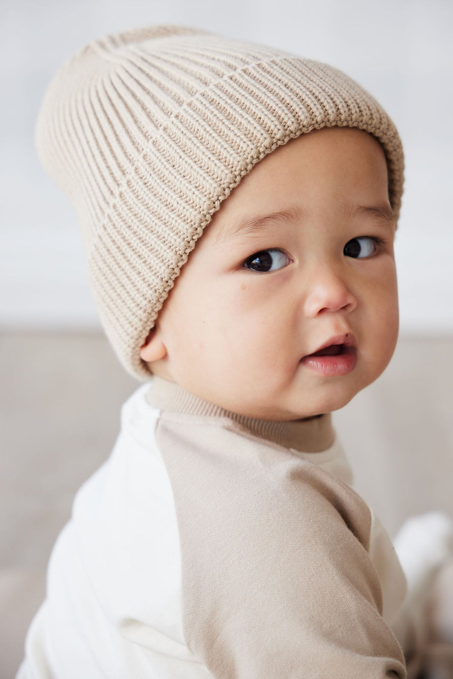 Leon Knitted Beanie - Fawn Childrens Hat from Jamie Kay USA