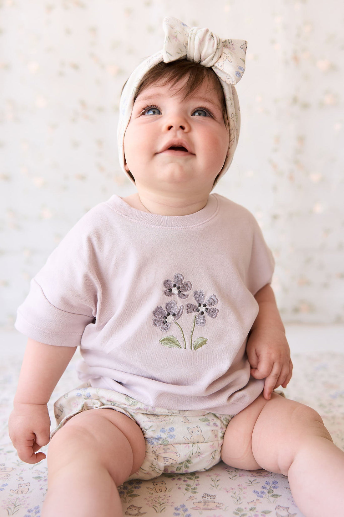 Organic Cotton Frill Bloomer - Moons Garden Lavender Childrens Bloomer from Jamie Kay USA