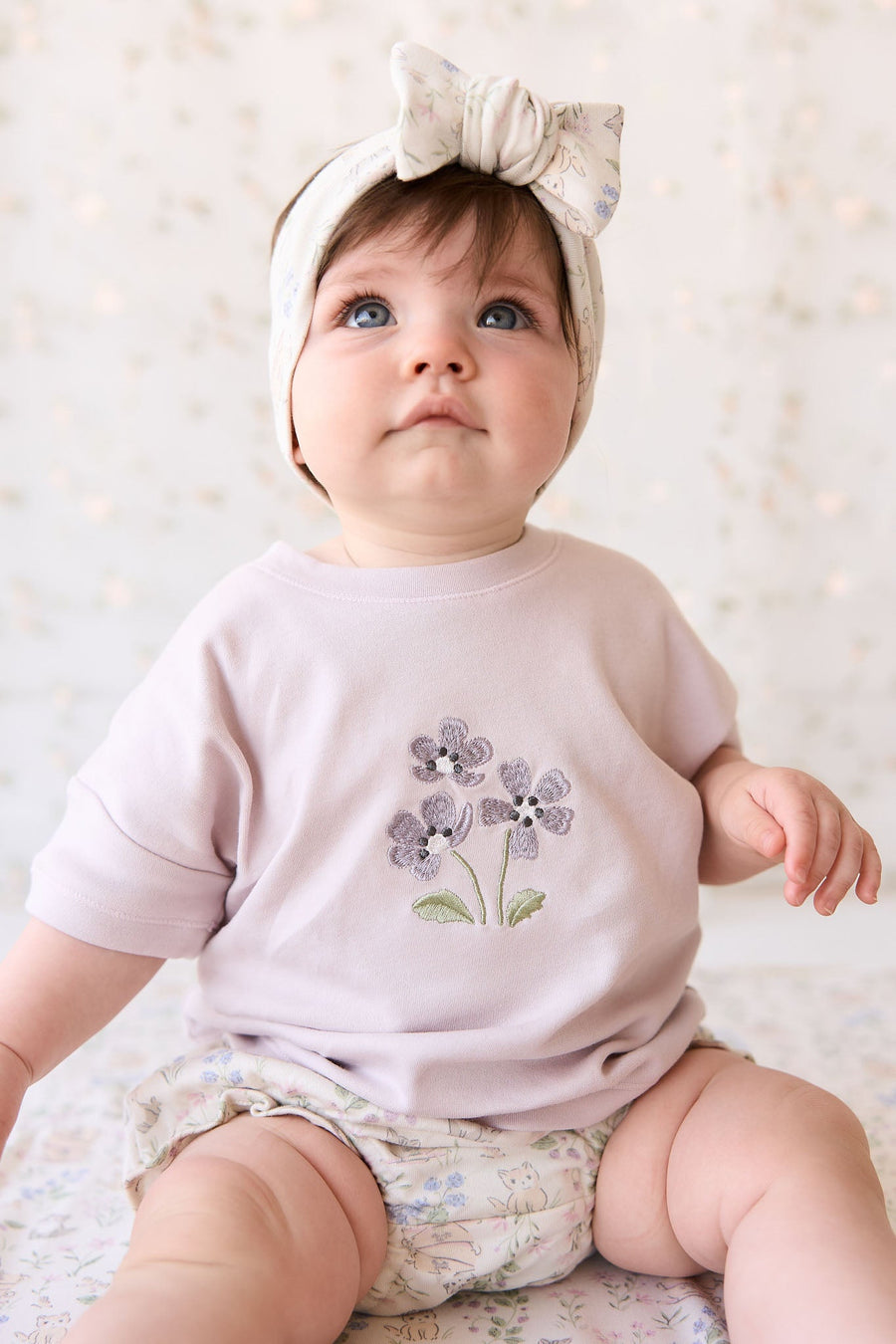 Organic Cotton Frill Bloomer - Moons Garden Lavender Childrens Bloomer from Jamie Kay USA