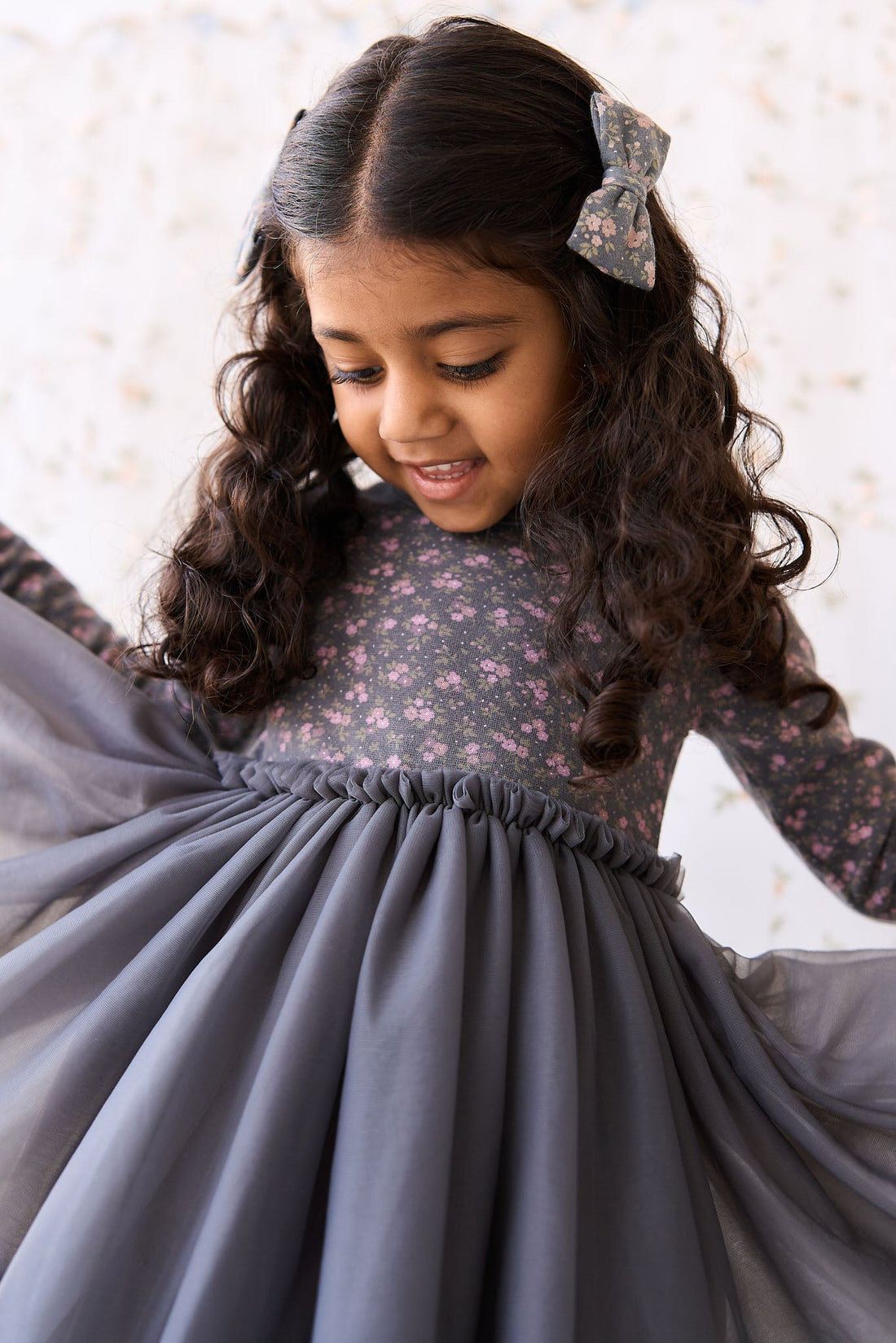 Anna Tulle Dress - Rosalie Floral Lava Childrens Dress from Jamie Kay USA