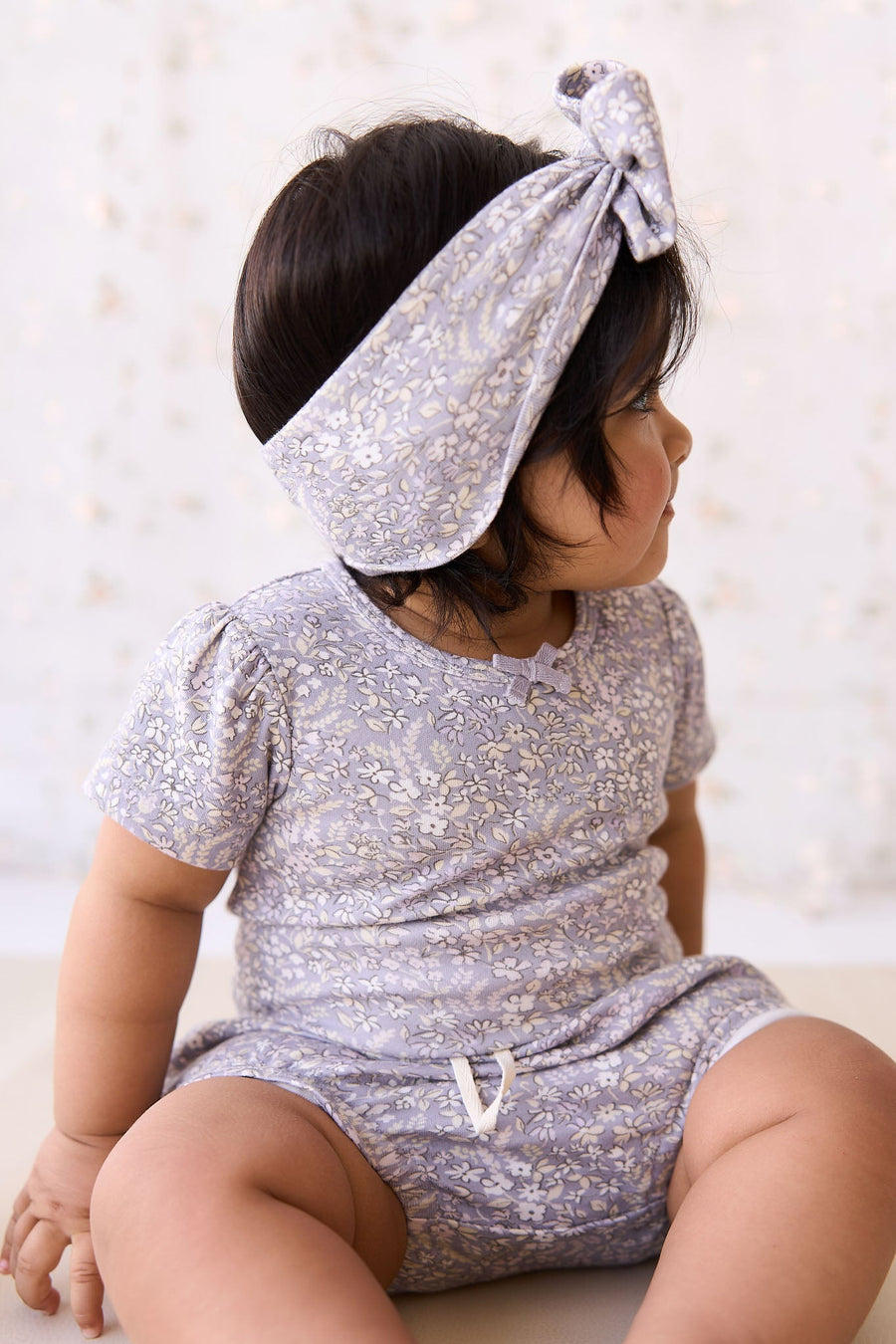 Organic Cotton Cap Sleeve Bodysuit - April Lilac Childrens Bodysuit from Jamie Kay USA