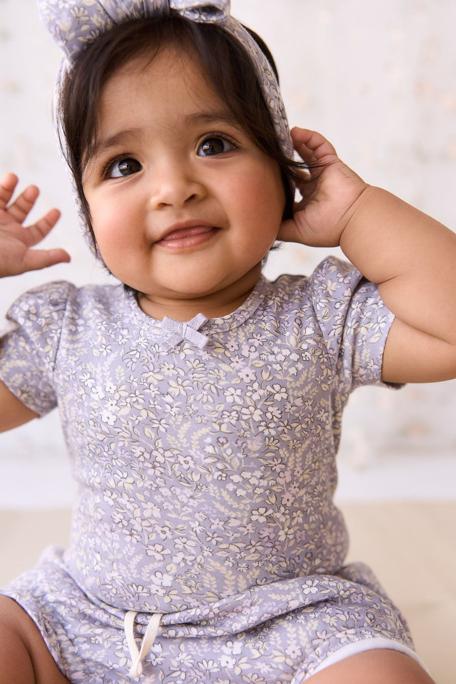 Organic Cotton Cap Sleeve Bodysuit - April Lilac Childrens Bodysuit from Jamie Kay USA