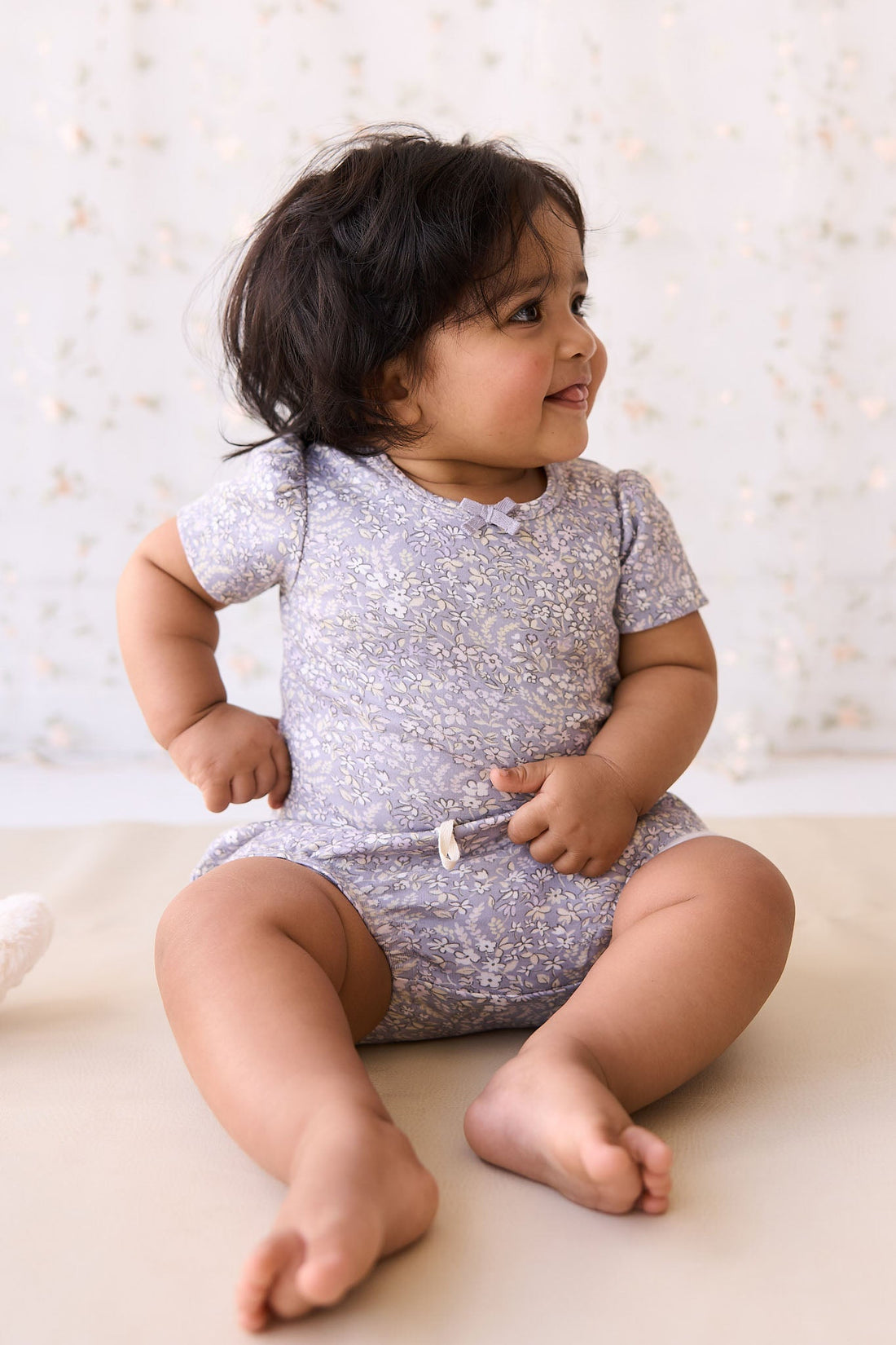 Organic Cotton Cap Sleeve Bodysuit - April Lilac Childrens Bodysuit from Jamie Kay USA