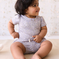 Organic Cotton Cap Sleeve Bodysuit - April Lilac Childrens Bodysuit from Jamie Kay USA