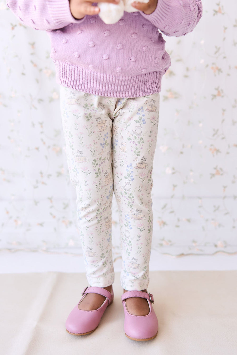 Organic Cotton Everyday Legging - Moons Garden Lavender Childrens Legging from Jamie Kay USA