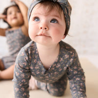 Organic Cotton Long Sleeve Bodysuit - Rosalie Floral Lava Childrens Bodysuit from Jamie Kay USA