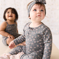 Organic Cotton Long Sleeve Bodysuit - Rosalie Floral Lava Childrens Bodysuit from Jamie Kay USA