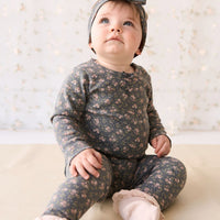 Organic Cotton Long Sleeve Bodysuit - Rosalie Floral Lava Childrens Bodysuit from Jamie Kay USA