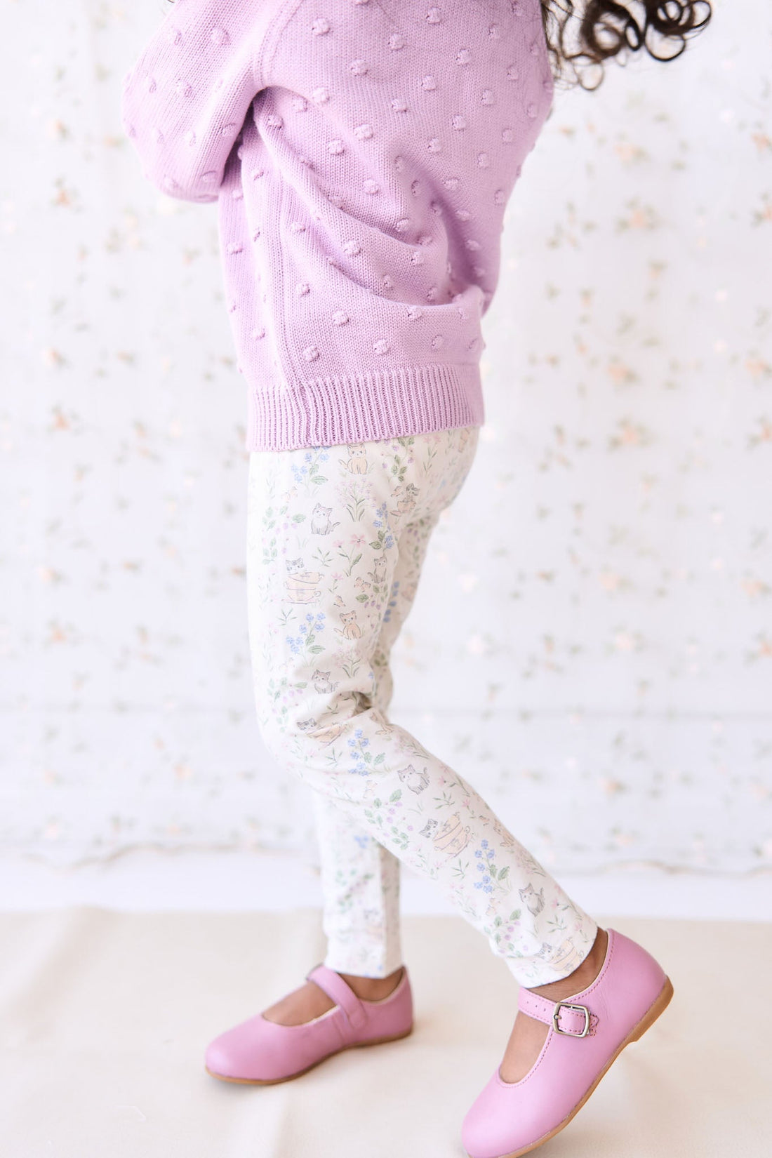 Organic Cotton Everyday Legging - Moons Garden Lavender Childrens Legging from Jamie Kay USA