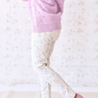 Organic Cotton Everyday Legging - Moons Garden Lavender Childrens Legging from Jamie Kay USA