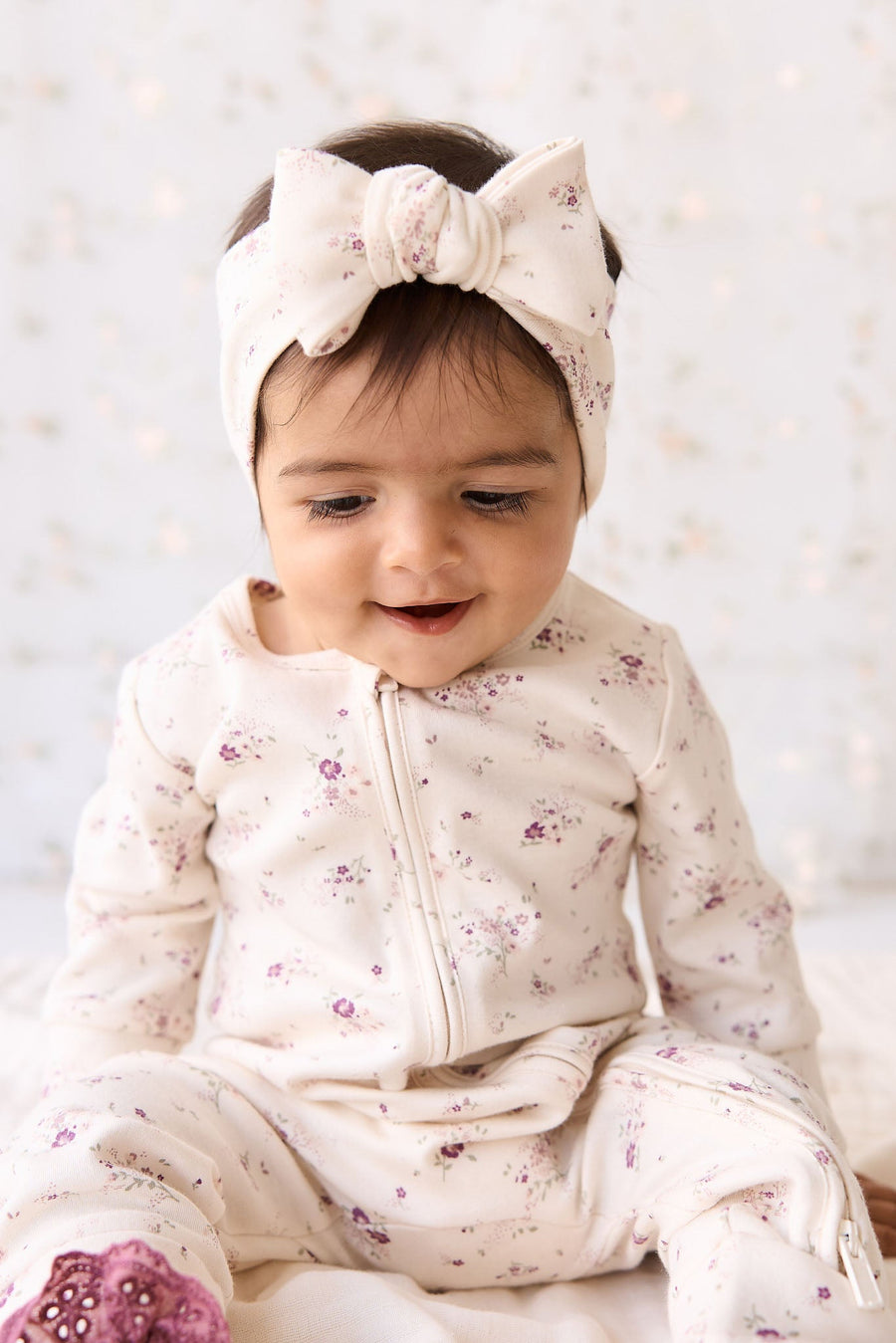 Organic Cotton Headband - Sweet William Floral Natural Childrens Headband from Jamie Kay USA