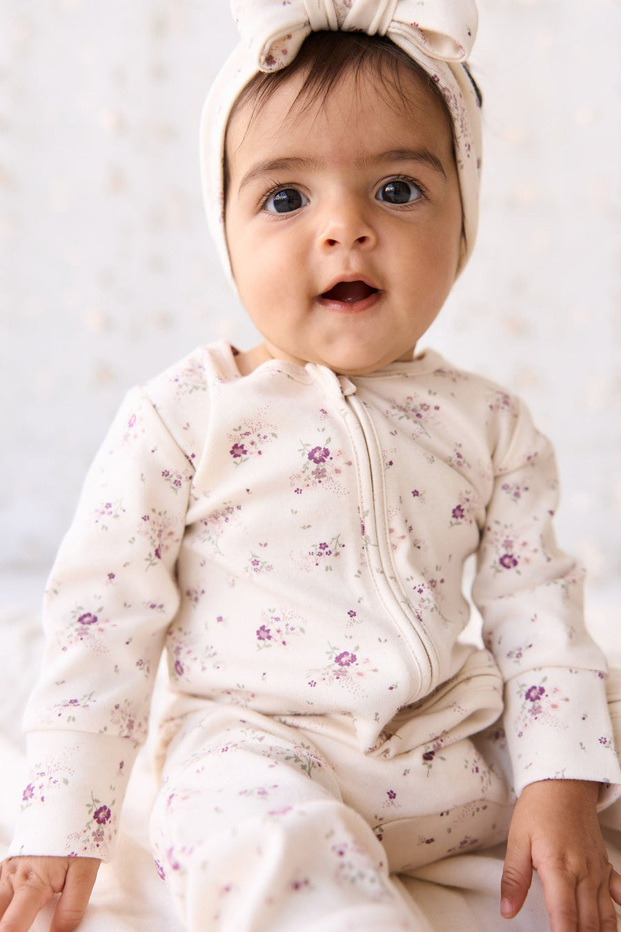 Organic Cotton Frankie Onepiece - Sweet William Floral Natural Childrens Onepiece from Jamie Kay USA