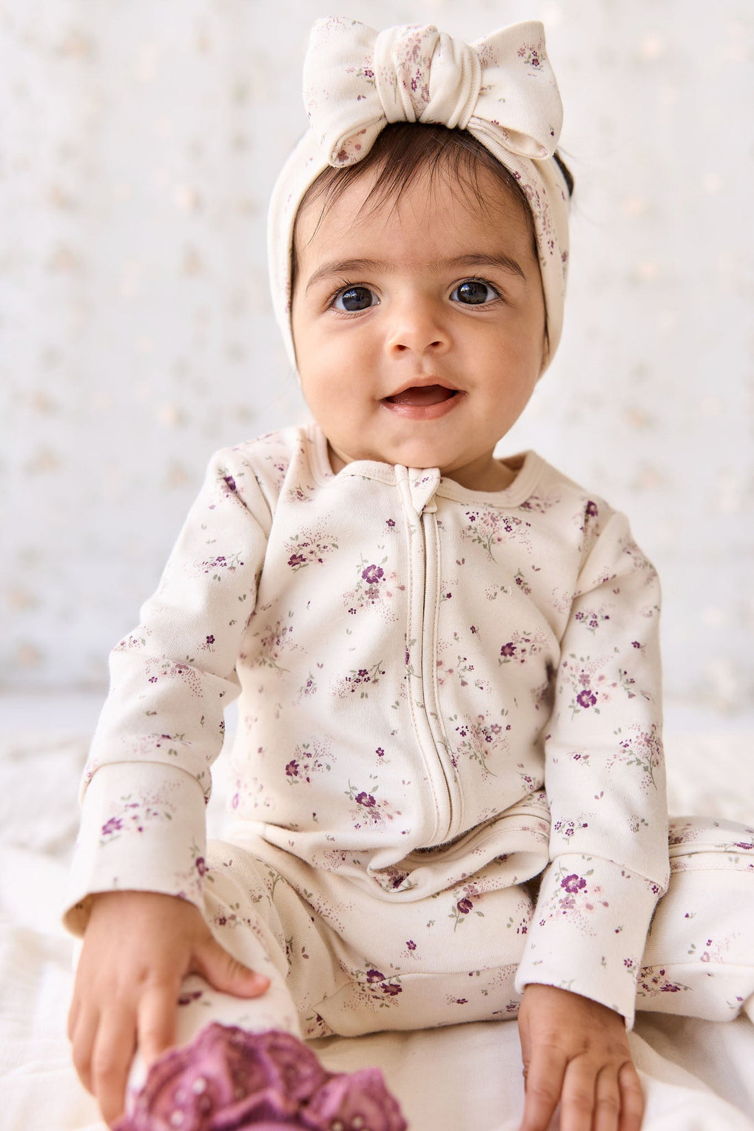 Organic Cotton Frankie Onepiece - Sweet William Floral Natural Childrens Onepiece from Jamie Kay USA