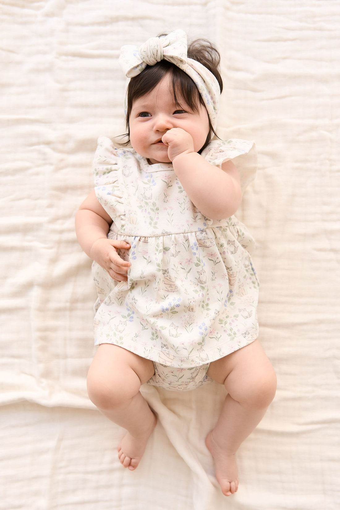 Organic Cotton Elianna Playsuit - Moons Garden Lavender Childrens Playsuit from Jamie Kay USA