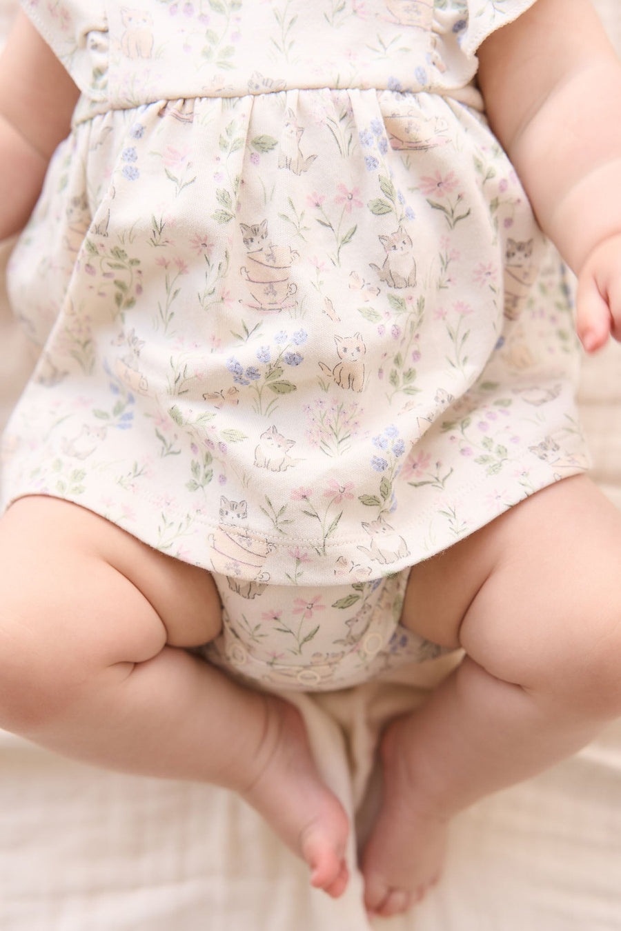 Organic Cotton Elianna Playsuit - Moons Garden Lavender Childrens Playsuit from Jamie Kay USA