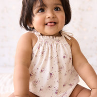 Organic Cotton Cassie Playsuit - Sweet William Floral Natural Childrens Playsuit from Jamie Kay USA