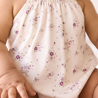 Organic Cotton Cassie Playsuit - Sweet William Floral Natural Childrens Playsuit from Jamie Kay USA