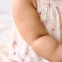 Organic Cotton Cassie Playsuit - Sweet William Floral Natural Childrens Playsuit from Jamie Kay USA