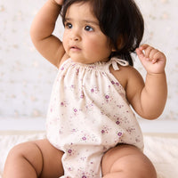 Organic Cotton Cassie Playsuit - Sweet William Floral Natural Childrens Playsuit from Jamie Kay USA