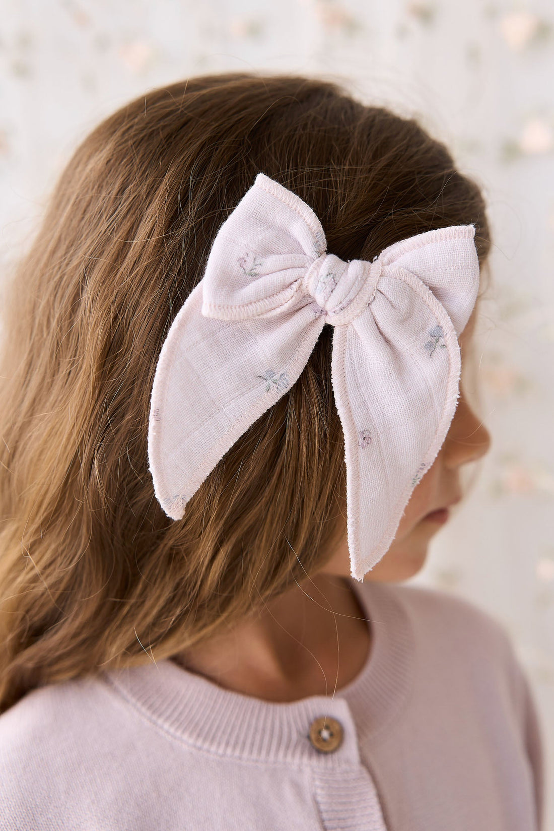 Organic Cotton Muslin Bow - Meredith Violet Childrens Hair Bow from Jamie Kay USA