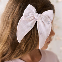 Organic Cotton Muslin Bow - Meredith Violet Childrens Hair Bow from Jamie Kay USA