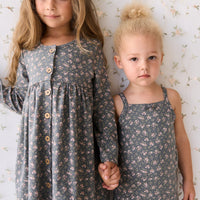 Organic Cotton Poppy Dress - Rosalie Floral Lava Childrens Dress from Jamie Kay USA