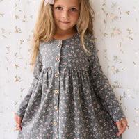 Organic Cotton Poppy Dress - Rosalie Floral Lava Childrens Dress from Jamie Kay USA