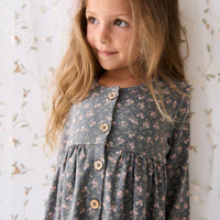 Organic Cotton Poppy Dress - Rosalie Floral Lava Childrens Dress from Jamie Kay USA