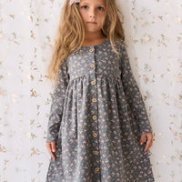 Organic Cotton Poppy Dress - Rosalie Floral Lava Childrens Dress from Jamie Kay USA