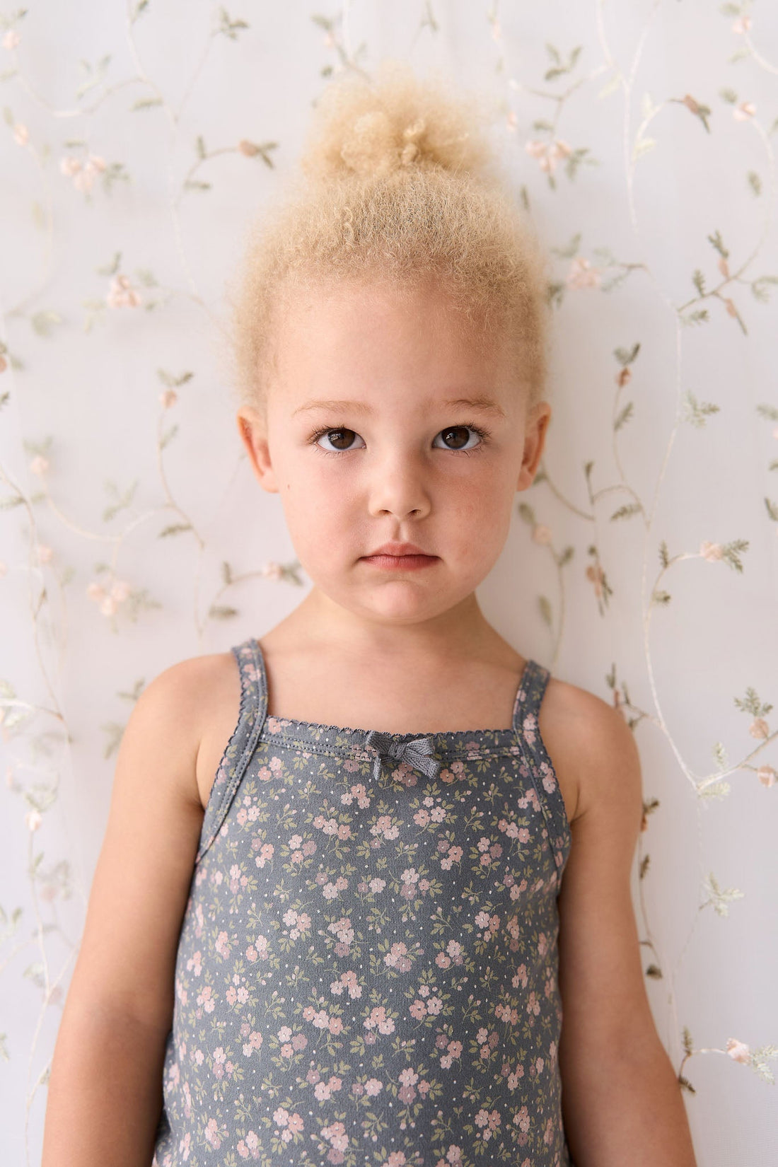 Organic Cotton Singlet - Rosalie Floral Lava Childrens Singlet from Jamie Kay USA