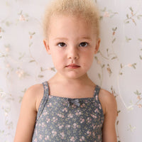 Organic Cotton Singlet - Rosalie Floral Lava Childrens Singlet from Jamie Kay USA