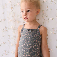 Organic Cotton Singlet - Rosalie Floral Lava Childrens Singlet from Jamie Kay USA