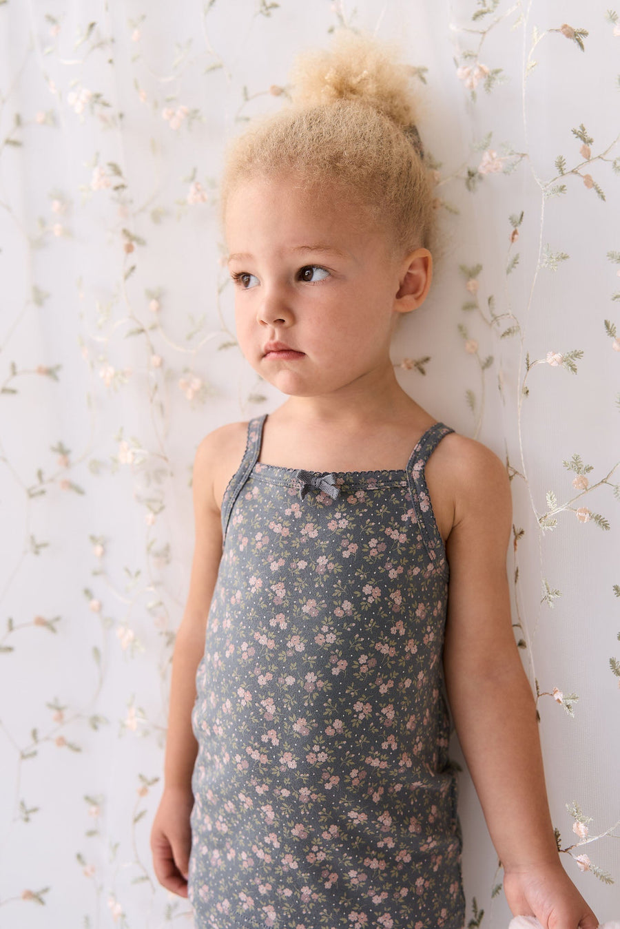 Organic Cotton Singlet - Rosalie Floral Lava Childrens Singlet from Jamie Kay USA