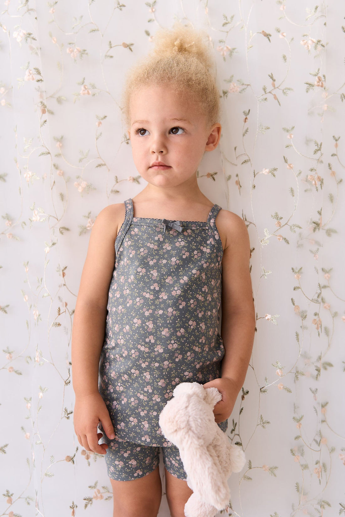 Organic Cotton Singlet - Rosalie Floral Lava Childrens Singlet from Jamie Kay USA